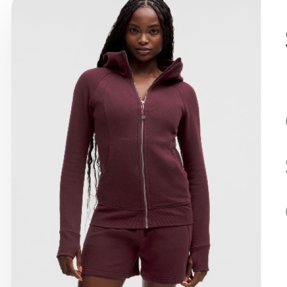 Lululemon Athletica Burgundy Full-Zip Hoodie and Shorts Set - Picture 1 of 2